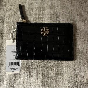 Tory Burch Black Croc-Embossed Pouch